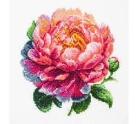 Kit point compté Luca-S avec cerceau "Coral Charm Peony", 12x12cm