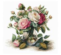 MARUSSIA Luca-S Kit de broderie au point de croix Motif vase et roses 31 x 30 cm