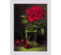 Kit point compté Riolis "rose et cerise douce", 15x21cm, DIY