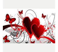 Kit Point de Croix, Broderie Diamant kit Complet, 5D Complet Pour Adulte Diamond Painting Coeur d'amour papillon rouge Adulte Arts Artisanat pour La Maison Décoration Murale Cadeaux 40 x 30 cm