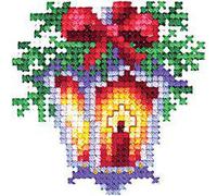 Kit Point De Croix Canevas Plastique Andriana "Jouets De Noël Lanterne" 6x6 Cm