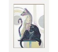 Kit Point De Croix Compté Aine "Chats Mystiques" 21x30 Cm