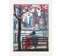 Kit Point De Croix Compté Aine "New York Fleuri" 30x40 Cm