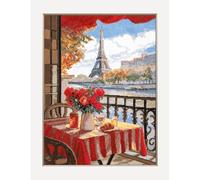 Kit Point De Croix Compté Aine "Paris Ensoleillé" 30x40 Cm