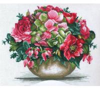 Kit Point De Croix Compté Andriana "Bouquet Tendre" 26x22 Cm