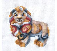 Kit Point De Croix Compté Andriana "Figurines Lion" 12x12 Cm