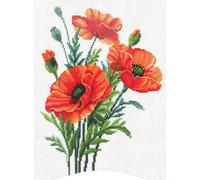 Kit Point De Croix Compté Andriana "Fleurs De Pavot" 24x32 Cm