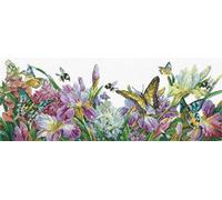 Kit Point De Croix Compté Andriana "Iris En Fleurs" 44x16 Cm