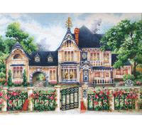 Kit Point De Croix Compté Andriana "Manoir Anglais" 29x21 Cm