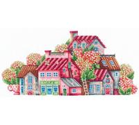 Kit Point De Croix Compté Andriana "Pays D’Hortensia" 29x14 Cm