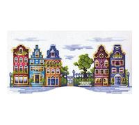 Kit Point De Croix Compté Andriana "Rue Paisible" 31x16 Cm