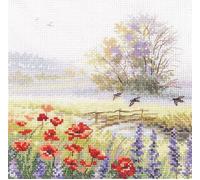 Kit Point De Croix Compté "Aquarelles D¿Été. Martinets" 18x18 Cm