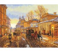 Kit Point De Croix Compté "Autocar D¿Automne Pakrovka" 55x44 Cm