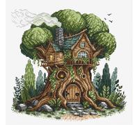 Kit Point De Croix Compté Ava "Cabane Dans L¿Arbre" 20.80x20.16 Cm