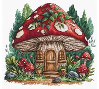 Kit Point De Croix Compté Ava "Cabane De Champignons" 24.5x22 Cm