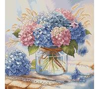 Kit Point De Croix Compté Ava "Hortensias En Aquarelle" 28.57x28.57 Cm