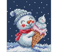 Kit Point De Croix Compté Collection D`Art "Gâterie Neigeuse" 11x12.5 Cm