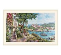 Kit Point De Croix Compté "Côte Azur-Bleu" 55x33 Cm