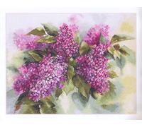 Kit Point De Croix Compté "Lilas Aquarelle" 41x30 Cm