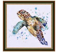 Kit Point De Croix Compté Tortue De Mer Facile pour Débutants Adultes Et Enfants Kit Point De Croix 11Ct (Toile Préimprimée) 40X50Cm