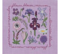 Kit point de croix Le Bonheur des Dames "Fleurs violettes et bleues", DIY, 13x14cm