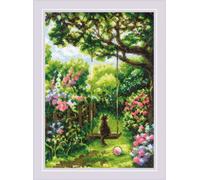 Kit point de croix Riolis "balançoire de jardin", compté, DIY, 21x30cm