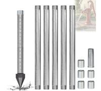 Kit Pointe Filtrante 1-1/4 Pour Puits De Jardin, Arrosage Gratuit, Kit Forage Manuel Inox 3M/5M, Crépine Anti-Sable 60 Gauze Pour Économiser L'Eau Municipale(5pcs)
