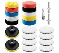 Kit polissage voiture 23 pcs avec pads 80mm - accessoire visseuse, adaptateur perceuse & velcro inclus - idéal comme kit renovation phare pour toute lustreuse polisseuse voiture.