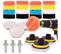 Kit Polissage Voiture 25PCS - Pad Polissage pour Perceuse M10/M14, Tournevis Sans Fil et Machines à Polir - Différents Niveaux d