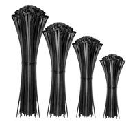 Kit Polyvalent de Colliers de Serrage en Nylon Noir - 400 Pièces en 4 Tailles : 4 x 100 mm, 4 x 150 mm, 4 x 200 mm & 4 x 250 mm - Autobloquants, Résistants aux UV, à la Chaleur et à l'Humidité - Durab