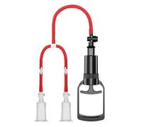 Kit Pompe à Tétons 2-en-1 Fortes Aspirations Succion Régulable pour Stimulation des Mamelons Agrandisseur de Pompe Nippel Manuelle Réglable pour Femme et Couple Set de Suceurs (Rouge)