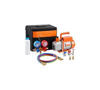 Kit Pompe à Vide CVC 1 Etage avec Manomètre de Collecteur Tuyaux 99 L/min