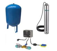 Kit Pompe Immergée Multicellulaire + Coffret De Gestion Eau De Pluie/eau De Ville + Réservoir à Vessie