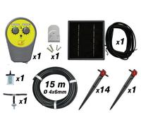 Jardibric - Kit de Pompe Programmable Solaire avec 15 m de Tuyau Ø4x6 mm et 15 Goutteurs Auto - Idéal pour l'Arrosage Optimal et les Réserves d'Eau