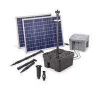 Kit pompe solaire bassin jet d'eau Pro Batt Led 2600L-100W avec batterie, anneau led et filtre immergé