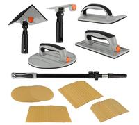 Kit ponçage plaquiste avec perche télescopique 1,2m - Ponceuse angle - circulaire - rectangulaire - détail - Feuilles abrasives