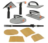 Kit ponçage plaquiste avec perche télescopique 1,2m - Ponceuse angle - circulaire - rectangulaire - détail - Feuilles abrasives