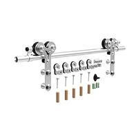 Kit Porte Coulissante, 4ft-8ft Kit de matériau de porte coulissante coulissante en acier inoxydable 122cm-240cm Système ferroviaire industriel Guide de plancher réglable en rouleau Y, Quincaillerie d