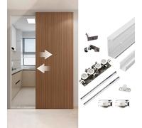 Kit Porte Coulissante 500 800 1000 mm Système de Porte Coulissante Invisible Sans Rail au Sol, Kit de Quincaillerie pour Porte Fantôme Fermeture Amortie, Rail pour Porte Escamotable(770mm (30.3"))