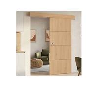 IDMarket - Kit porte coulissante effet bois 83 cm avec rail et fixations