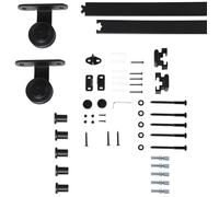 Kit porte coulissante - HOMCOM - porte de 100 cm de large épaisseur 35-45 mm charge 100 kg - acier au carbone - 200x40x0,6cm - noir