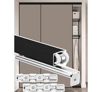 Kit Porte Coulissante Kit de Porte Coulissante Noir de 2 M, 2,3 M, 2,4 M, 2,7 M, 3 M et 3,7 M. Rail de Porte Coulissante avec roulettes pour Placard, Rail de Porte Coulissante(8.6ft/2.6m)