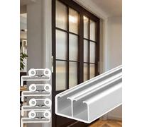 Kit Porte Coulissante Kit de Rails Robustes pour Portes Coulissantes de Grange, Rail Double Coulissant pour Portes Extérieures, Rail et Roulettes pour Portes Escamotables de 4.30m 4.6m 4.9m 5.2m(6.3ft