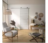 Kit Porte Coulissante - OPTIMUM - BILBAO2 + RAAP ACBR - H 204 x 83 x 3,6 cm, Acier brossé, Installation rapide