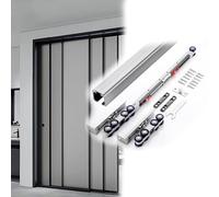 Kit Porte Coulissante Placard 1-6 m Rail Porte Coulissante Placard en Alliage D'aluminium Kit de Quincaillerie pour Porte de Grange Suspendue de 80 kg Roulette Tampon(Silver,1.4m/4.6ft)