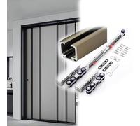 Kit Porte Coulissante Placard 1-6 m Rail Porte Coulissante Placard en Alliage D'aluminium Kit de Quincaillerie pour Porte de Grange Suspendue de 80 kg Roulette Tampon(Champagne,5.6m/18.4ft)