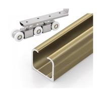 Kit Porte Coulissante, Rail de Suspension de Porte à Cadre en Aluminium, Balcon en Verre, Rail Coulissant en Bois, poulie, Guide supérieur