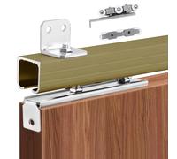 Kit Porte Coulissante Rails de Porte de Grange avec Support de Montage Mural, Rail de Porte Coulissante et Système de Roulement, Kit de Quincaillerie de Porte Escamotable(Champagne,3.9m(12.8ft))