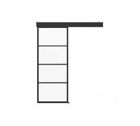 IDMARKET Kit porte coulissante vitrée verre trempé 83 cm en métal + MDF avec rail et fixations