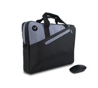 MONRAY Master KIT Black - Kit Porte-Documents jusqu'à 15,6" + Souris Optique sans Fil et Câblé 1000 dpi, Couleur Noir